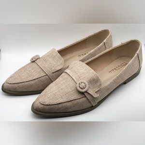 Tinstree Womens Flats Loafers Pointed Toe Dress Shoes Beige Tweed Size 8 - New